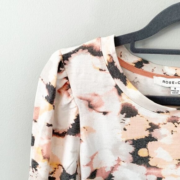 Rose + Olive cinched sleeves floral stretch soft long sleeve top - Small - Picture 3 of 8